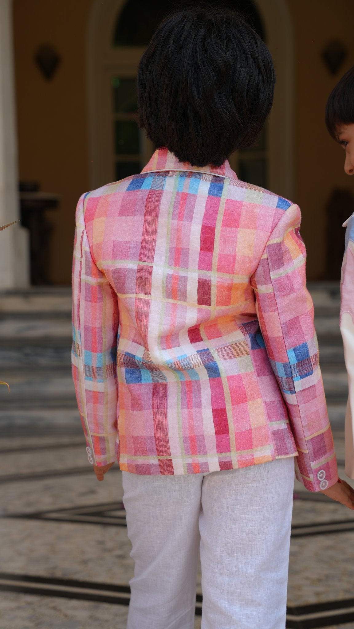 FunnyBones Madras Plaid Blazer – back view of madras check blazer