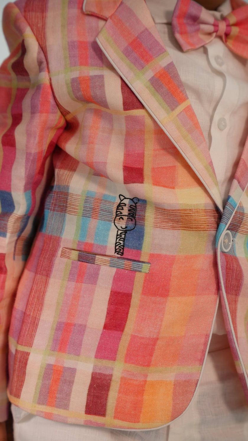 FunnyBones Madras Plaid Blazer – lapel and pocket detail