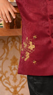 FunnyBones Maroon Achkan with Honeycomb Embroidery – maroon achkan with gold zari honeycomb and bees, view 7