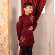 FunnyBones Maroon Achkan with Honeycomb Embroidery – maroon achkan with gold zari honeycomb and bees, view 9