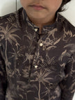 FunnyBones Midnight Palm & Leopard Nehru Jacket – midnight palm and leopard print koti set, view 3