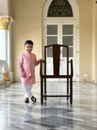 FunnyBones Rose Nehru Jacket with Sequins – rose pink sequin koti with white pajama, view 2