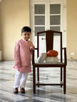 FunnyBones Rose Nehru Jacket with Sequins – rose pink sequin koti with white pajama, view 4
