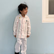 FunnyBones Seaside Stripe Shirt – pastel stripe linen shirt with seaside embroidery, view 3