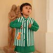 FunnyBones Striped Leopard Nehru Jacket & Green Kurta – green and white striped jacket with leopard applique and green kurta, view 4