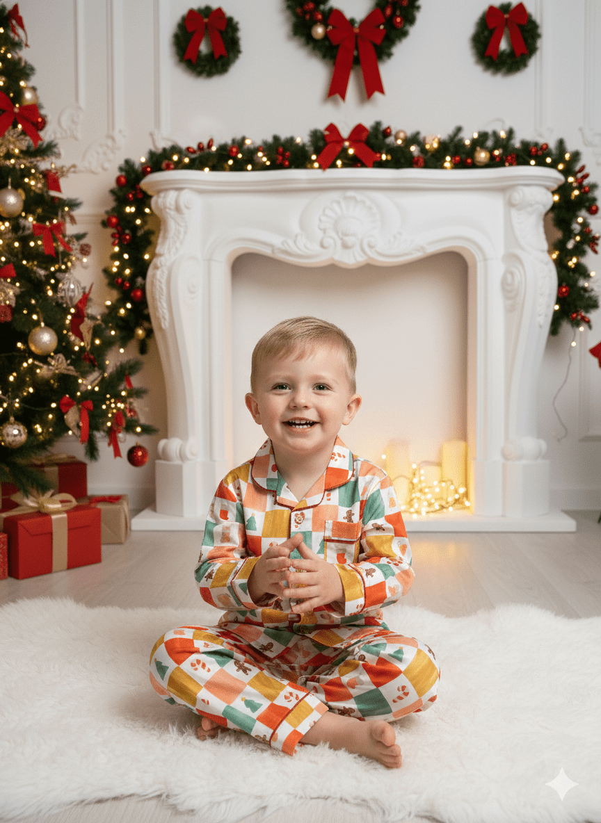 Gingerbread & Candy Cane Holiday Night Suit Set - Funny Bones Clothings