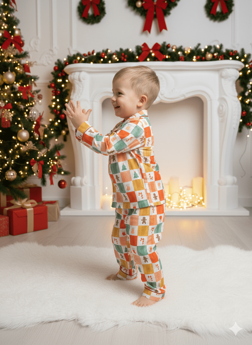 Gingerbread & Candy Cane Holiday Night Suit Set - Funny Bones Clothings