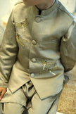 Glowing Dragon Fly Handwork Pure Silk Koti Kurta Pajama Set - Funny Bones Clothings