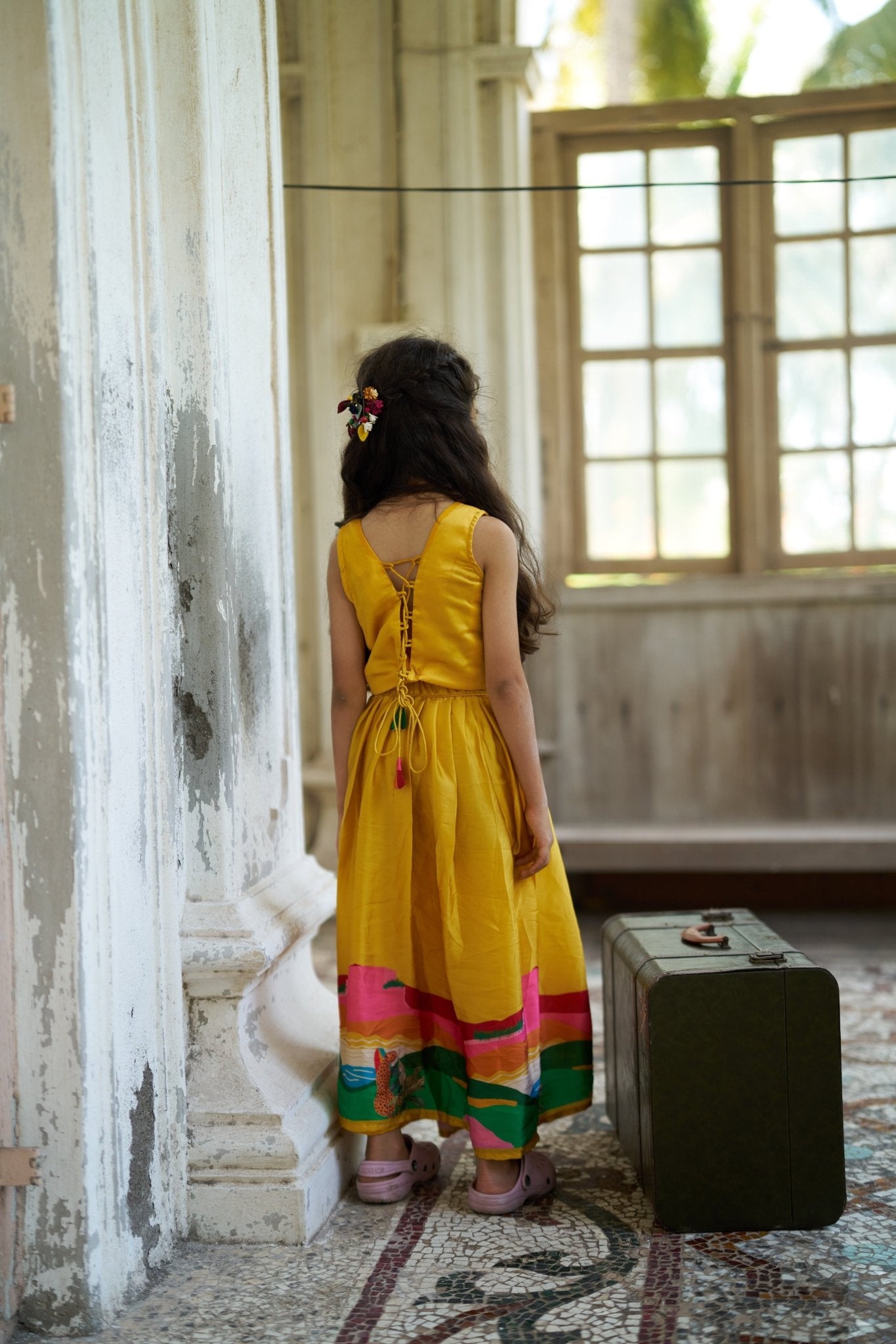 Golden Savanna Top Skirt Pure Satin Silk Dress - Funny Bones Clothings