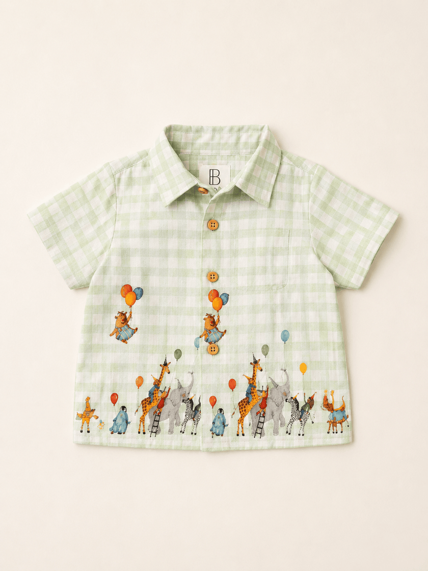 Green Checks Print Pure Bamboo Muslin Cotton Coord Set - Funny Bones Clothings