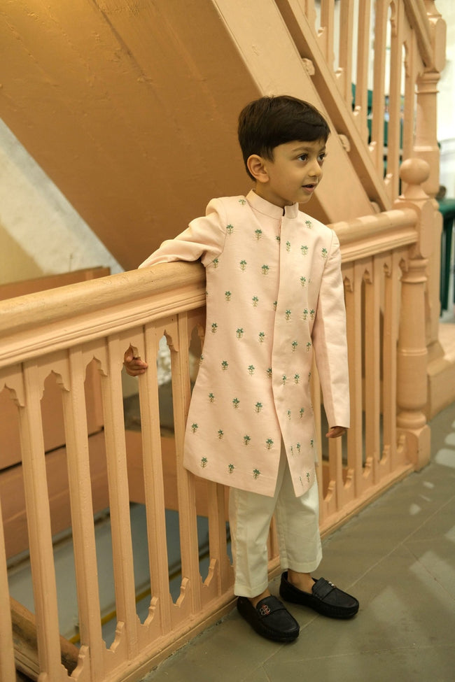 Gulvanya Premium Cotton Linen Handwork Sherwani Set - Funny Bones Clothings