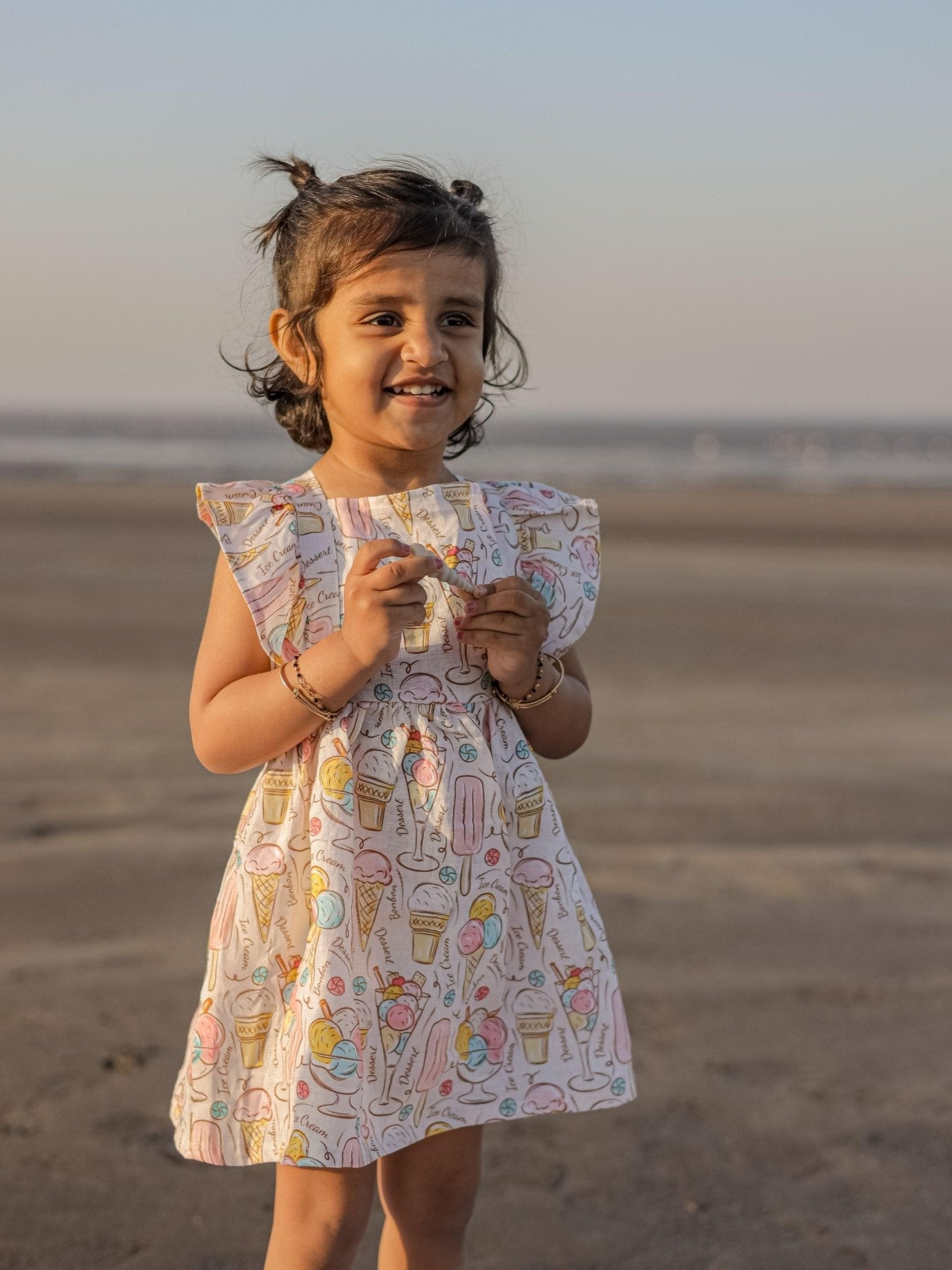 Icecream and Candies Print Pure Linen Dress - Funny Bones Clothings