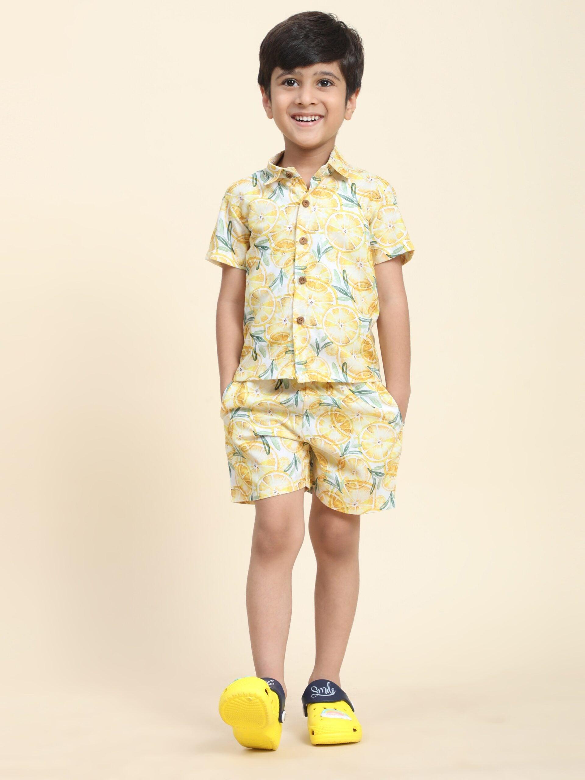 Lemon Print Vestiario's Blend Linen Co-ords - Funny Bones Clothings