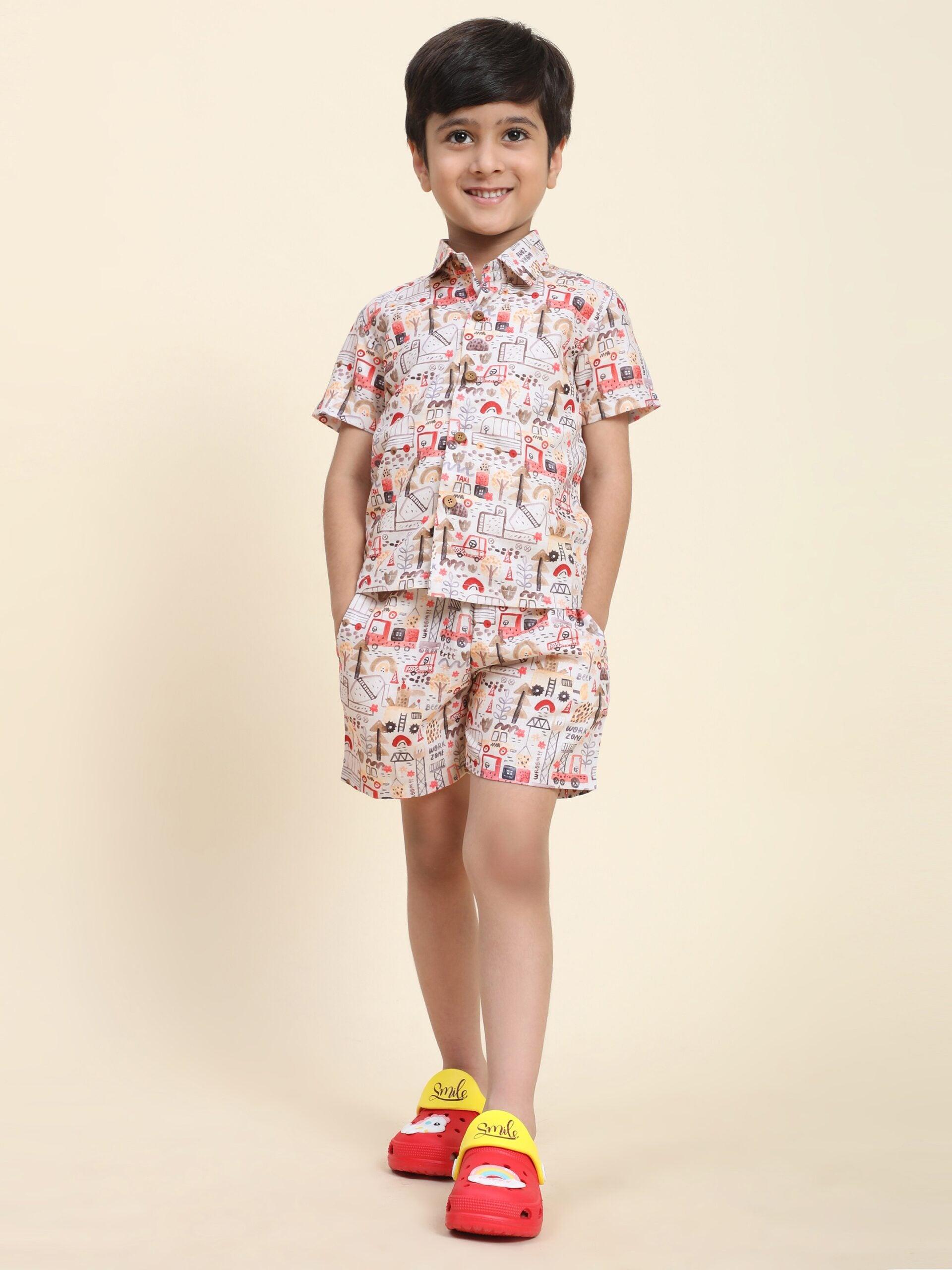 Red Car Print Vestiario's Blend Linen Co-ords - Funny Bones Clothings