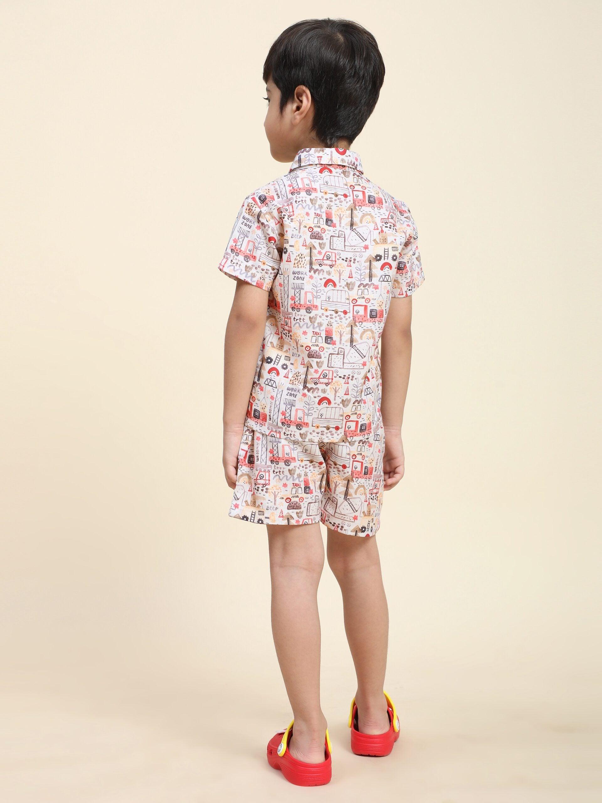 Red Car Print Vestiario's Blend Linen Co-ords - Funny Bones Clothings