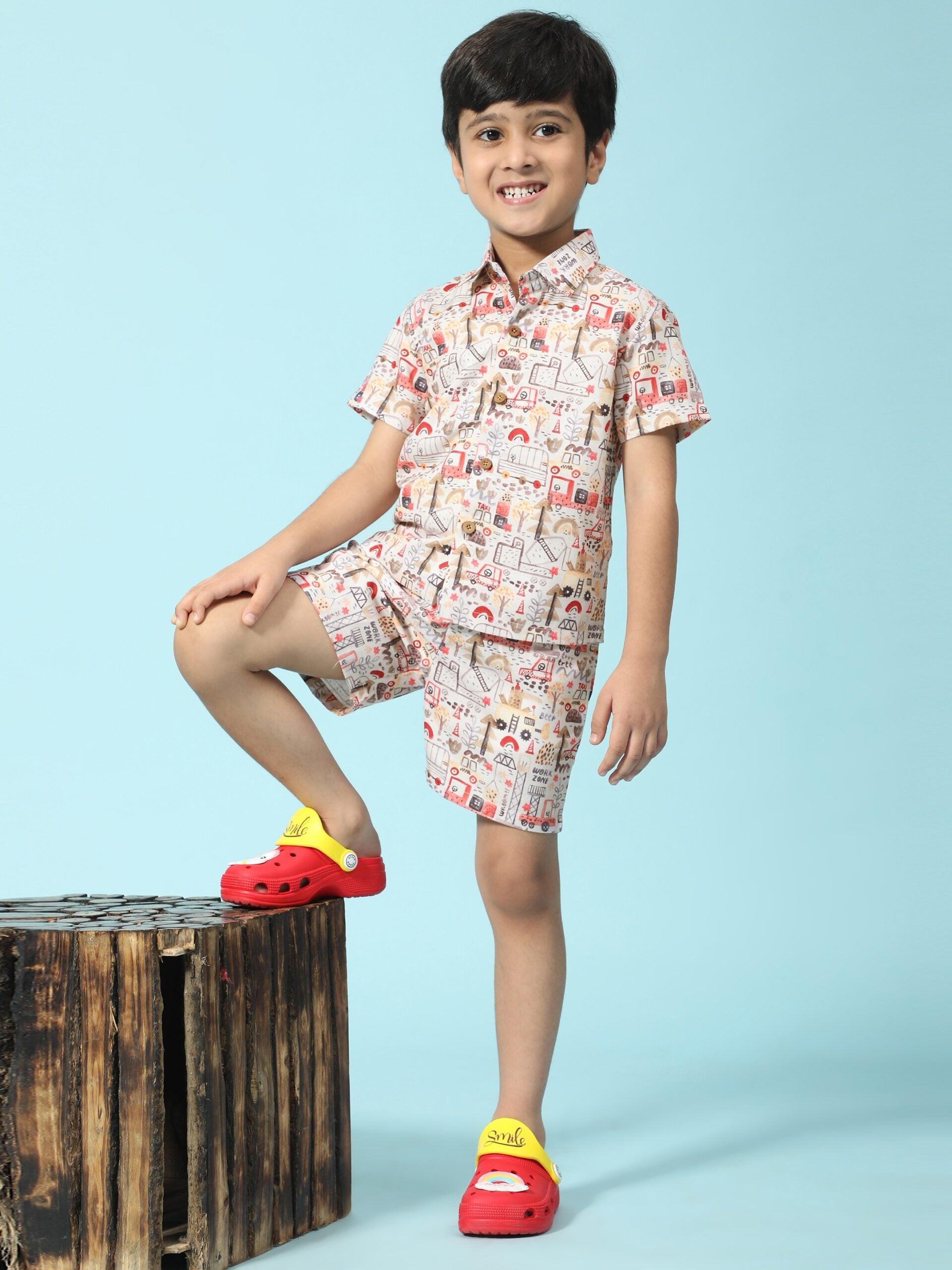 Red Car Print Vestiario's Blend Linen Co-ords - Funny Bones Clothings