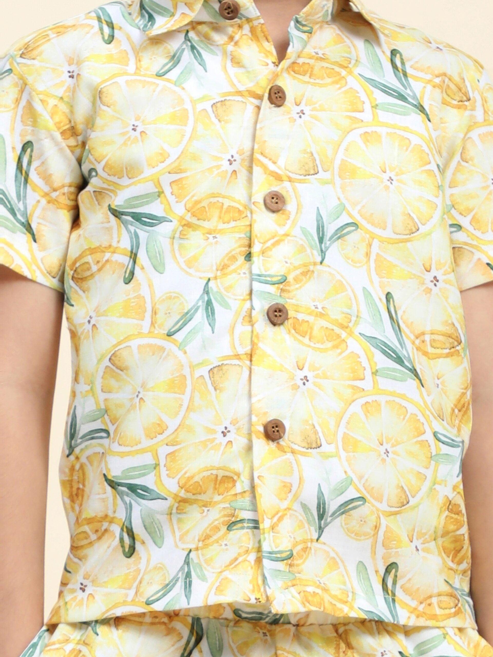 Lemon Print Vestiario's Blend Linen Co-ords - Funny Bones Clothings