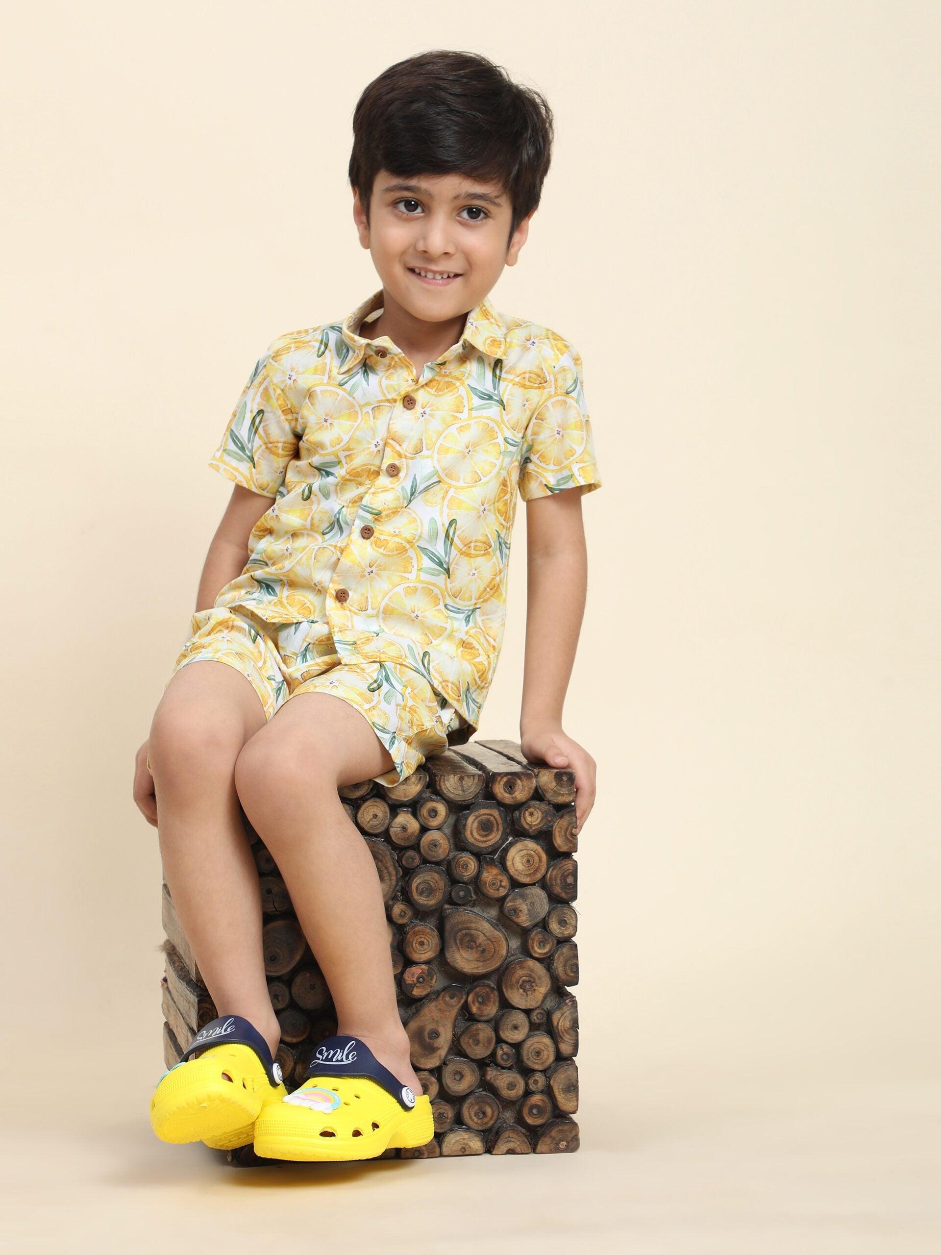 Lemon Print Vestiario's Blend Linen Co-ords - Funny Bones Clothings