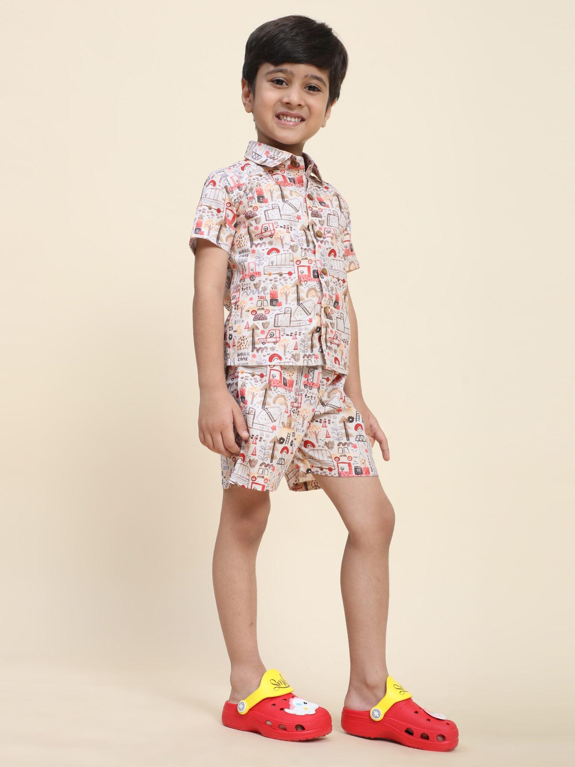 Red Car Print Vestiario's Blend Linen Co-ords - Funny Bones Clothings