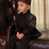 Black Criss Cross Thread Work Blazer Set (Pure Linen / Suiting ) - Funny Bones Clothings