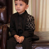 Black Criss Cross Thread Work Blazer Set (Pure Linen / Suiting ) - Funny Bones Clothings