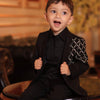 Black Criss Cross Thread Work Blazer Set (Pure Linen / Suiting ) - Funny Bones Clothings