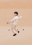 Jacket Pants Styled Pure Linen Co-ords (Beige Colour) - Funny Bones Clothings