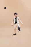 Jacket Pants Styled Pure Linen Co-ords (Beige Colour) - Funny Bones Clothings