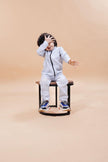 Jacket Pants Styled Pure Linen Co-ords (Steel Grey Colour) - Funny Bones Clothings