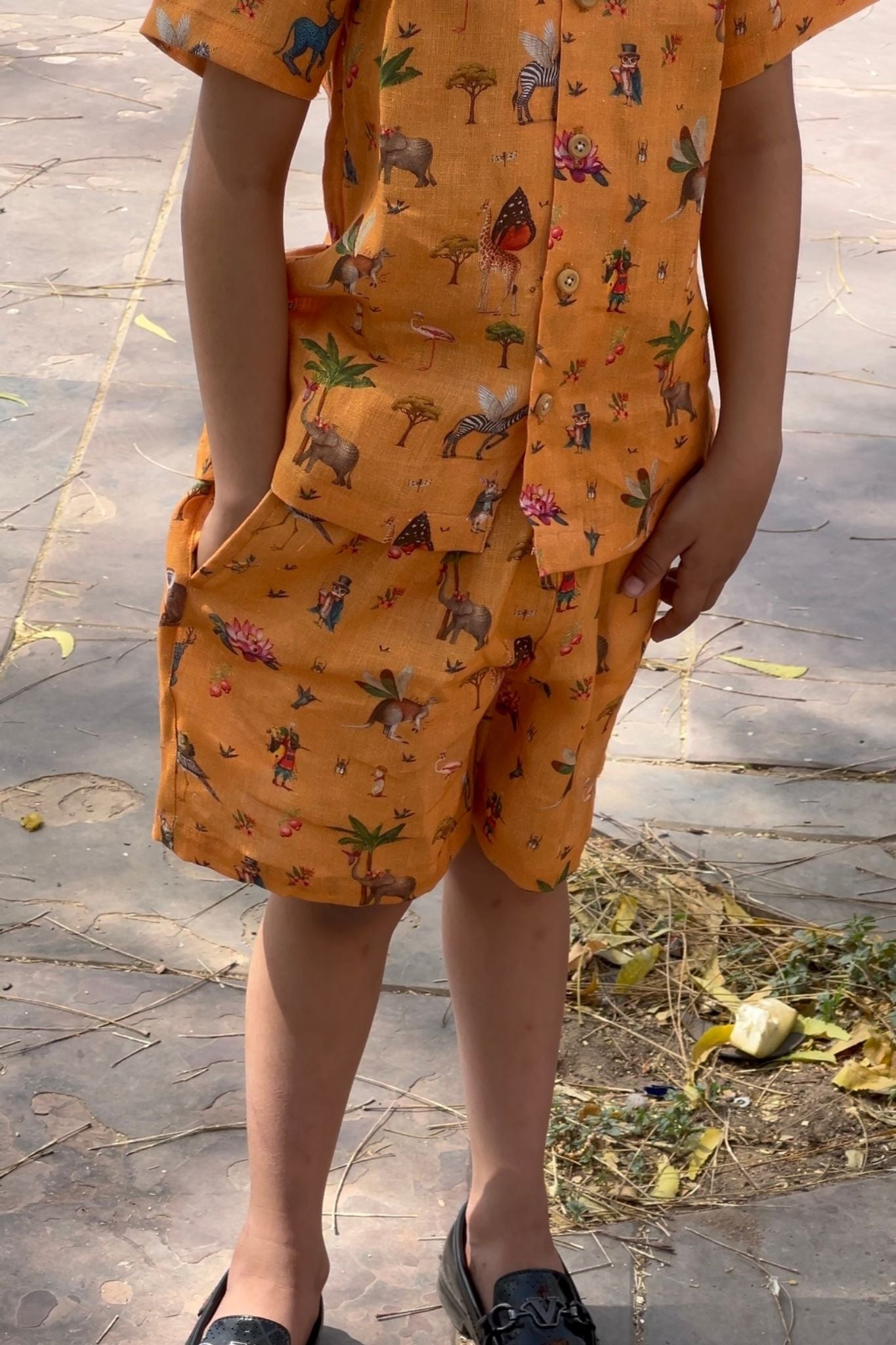 Jungle Jamboree Boys Co-ord Set | Pure Linen - Funny Bones Clothings