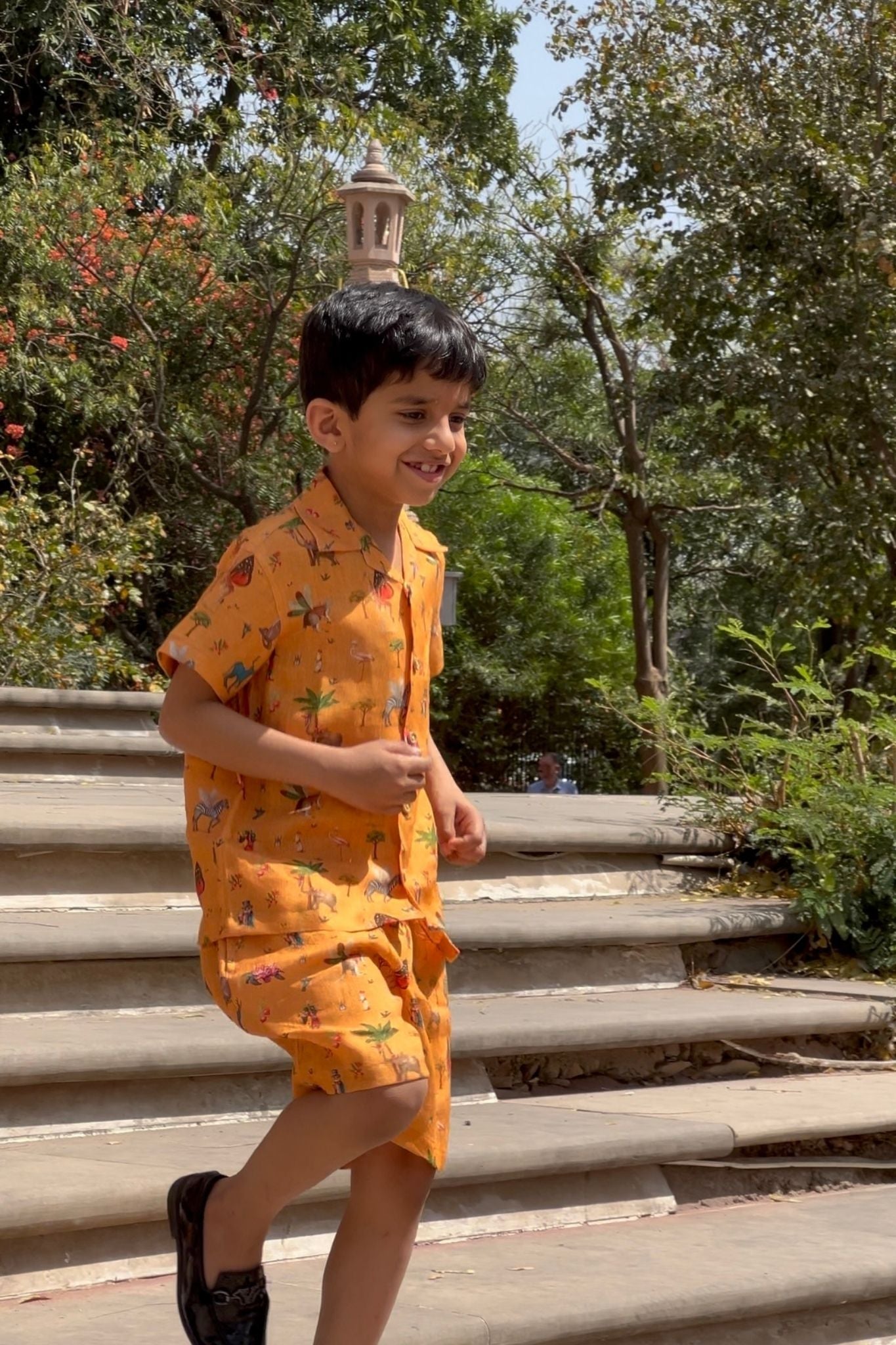 Jungle Jamboree Boys Co-ord Set | Pure Linen - Funny Bones Clothings