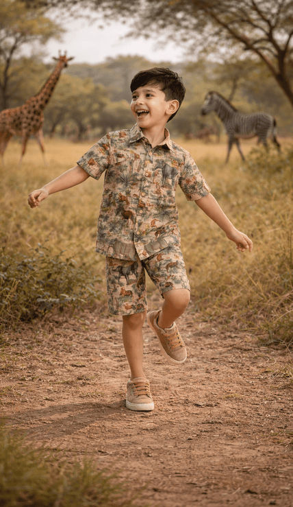 Jungle Odyssey Print Premium Linen Coord Set - Funny Bones Clothings