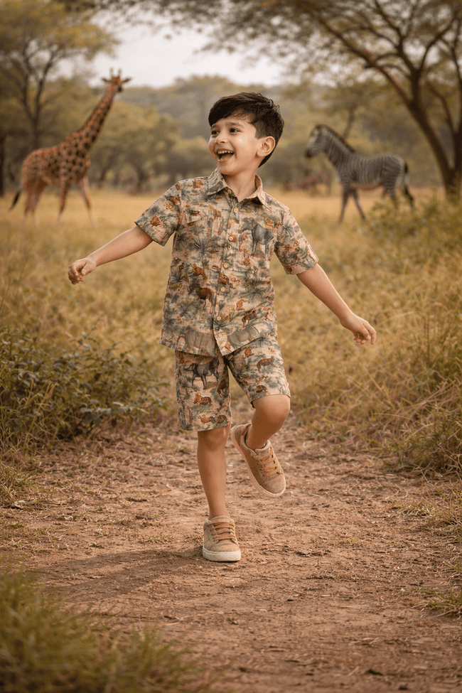 Jungle Odyssey Print Premium Linen Coord Set - Funny Bones Clothings