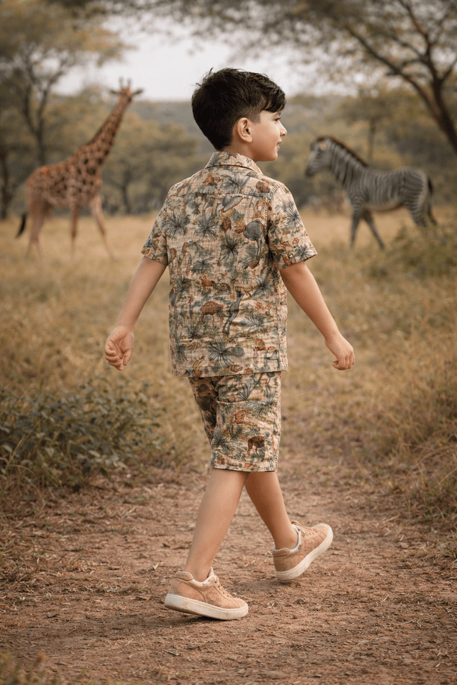 Jungle Odyssey Print Premium Linen Coord Set - Funny Bones Clothings