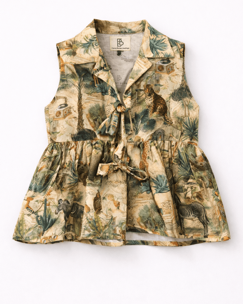 Jungle Odyssey Print Premium Linen Top & Shorts - Funny Bones Clothings