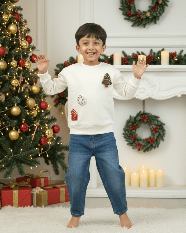 Kids' Festive Threadwork Appliqué Jumper - Funny Bones Clothings
