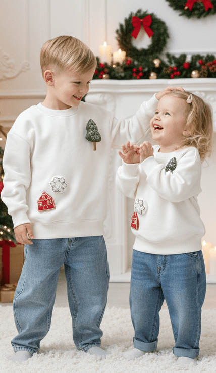 Kids' Festive Threadwork Appliqué Jumper - Funny Bones Clothings