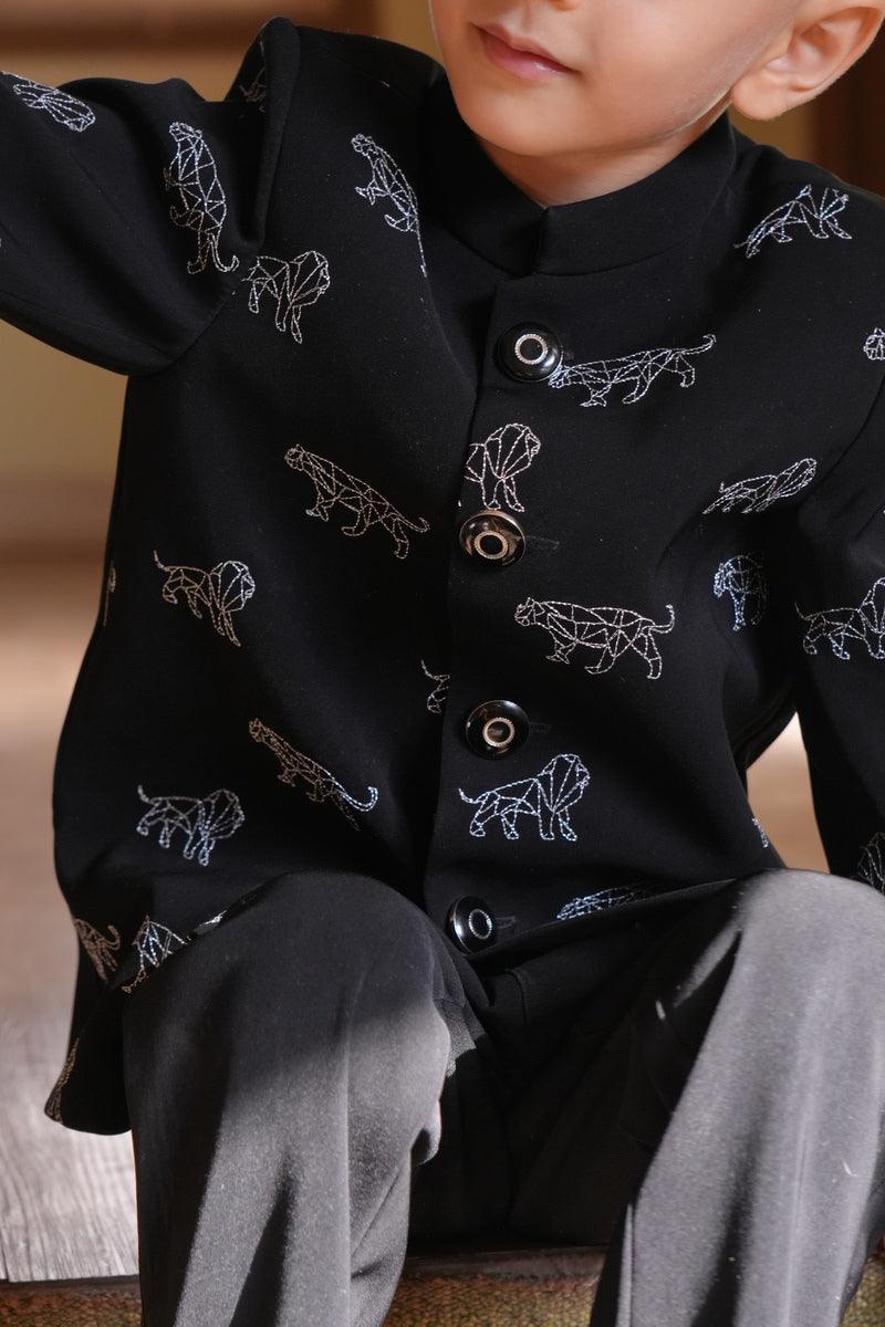 Kings of Prowls Themed Embriodered Bandgala Jodhpuri Blazer Set - Funny Bones Clothings