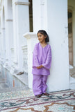 Lavender Ragas Pure Silk Girls Kurti Palazzo Set - Funny Bones Clothings