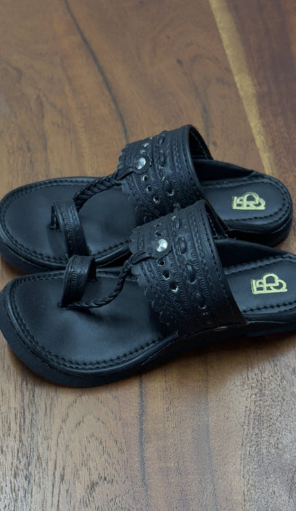 Leather Sandals - Black - Funny Bones Clothings