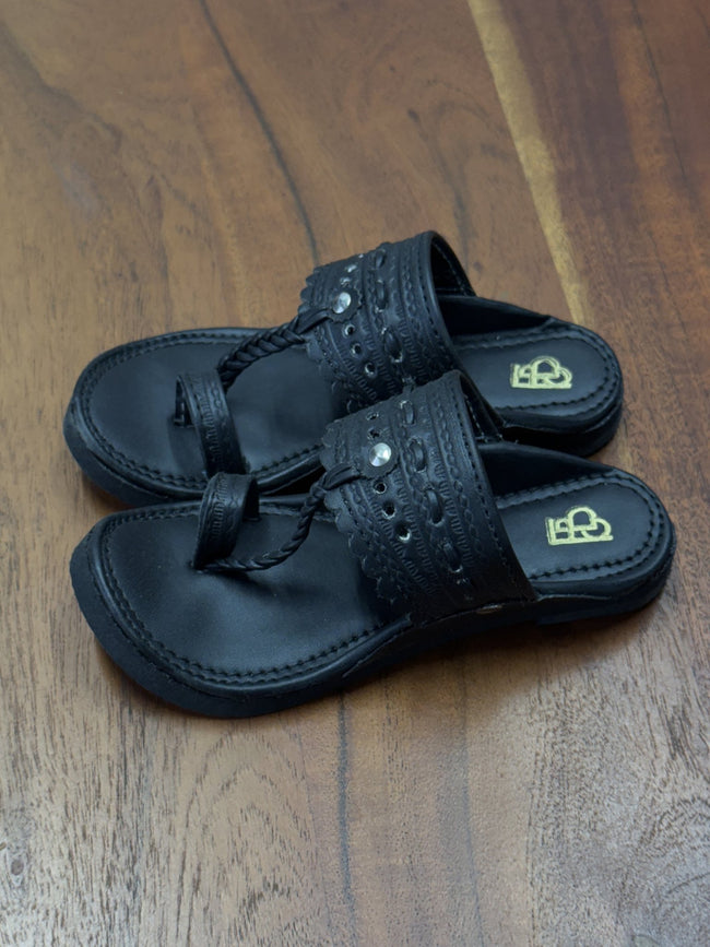 Leather Sandals - Black - Funny Bones Clothings