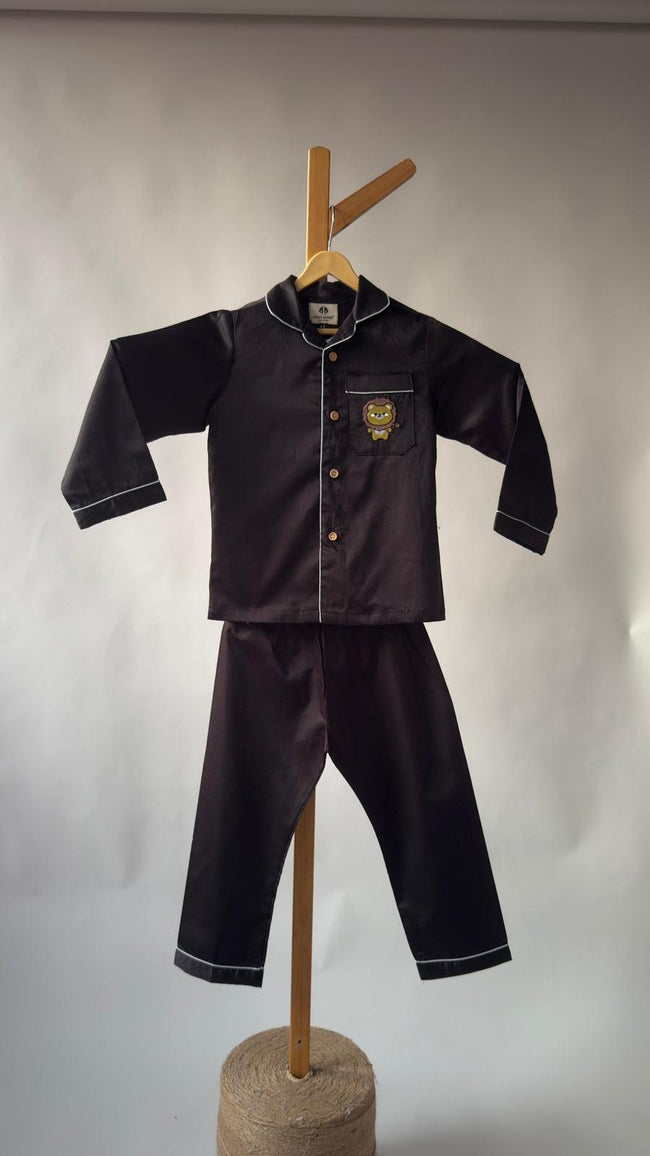 Lion Themed Embriodered Night Suit - Funny Bones Clothings