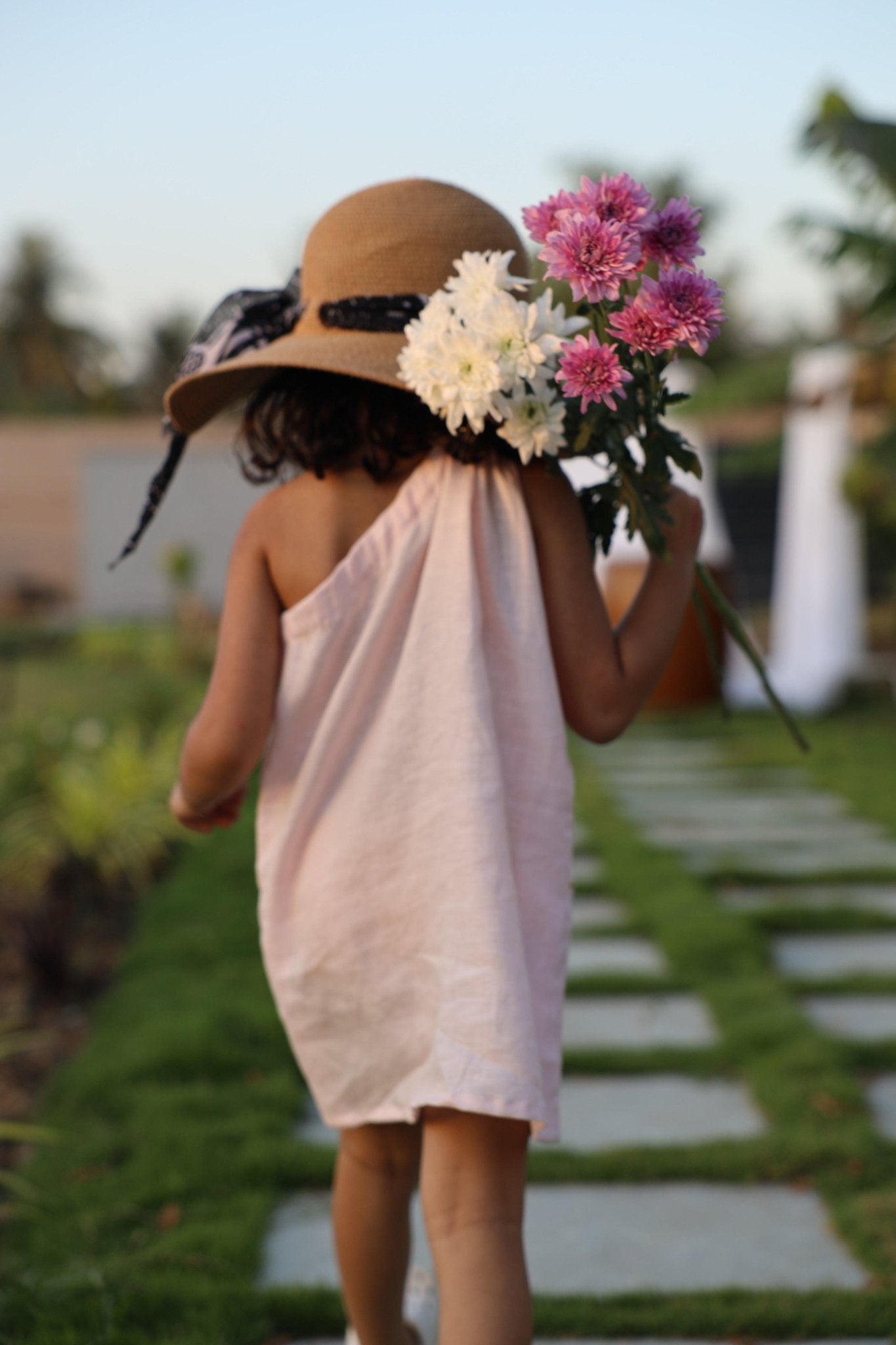 Little Bloom Embroidered Pure Linen Dress - Funny Bones Clothings
