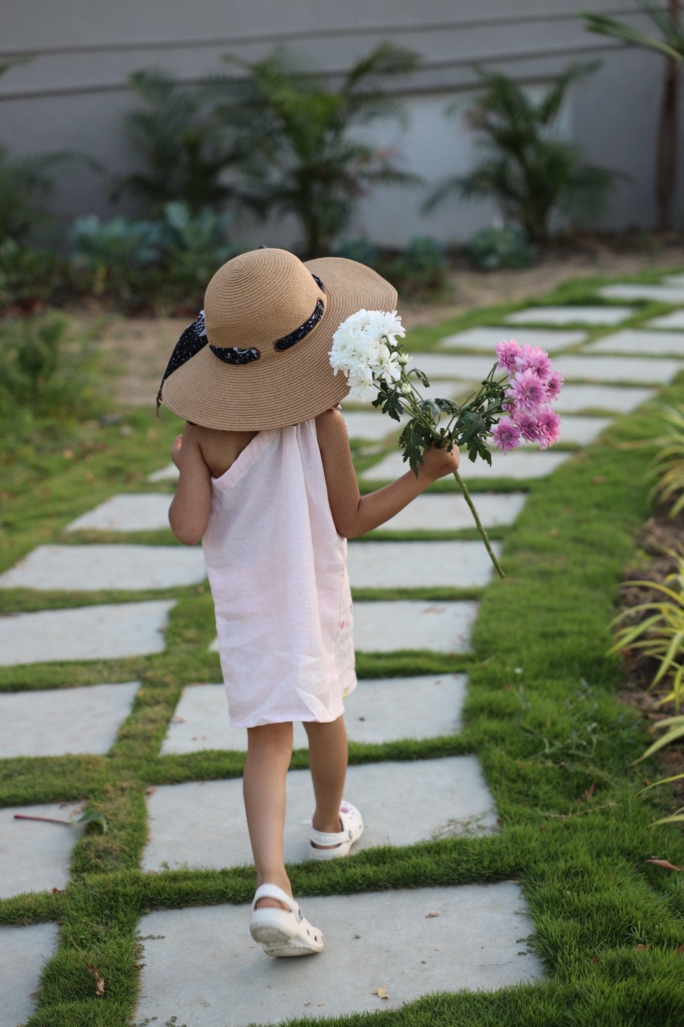 Little Bloom Embroidered Pure Linen Dress - Funny Bones Clothings