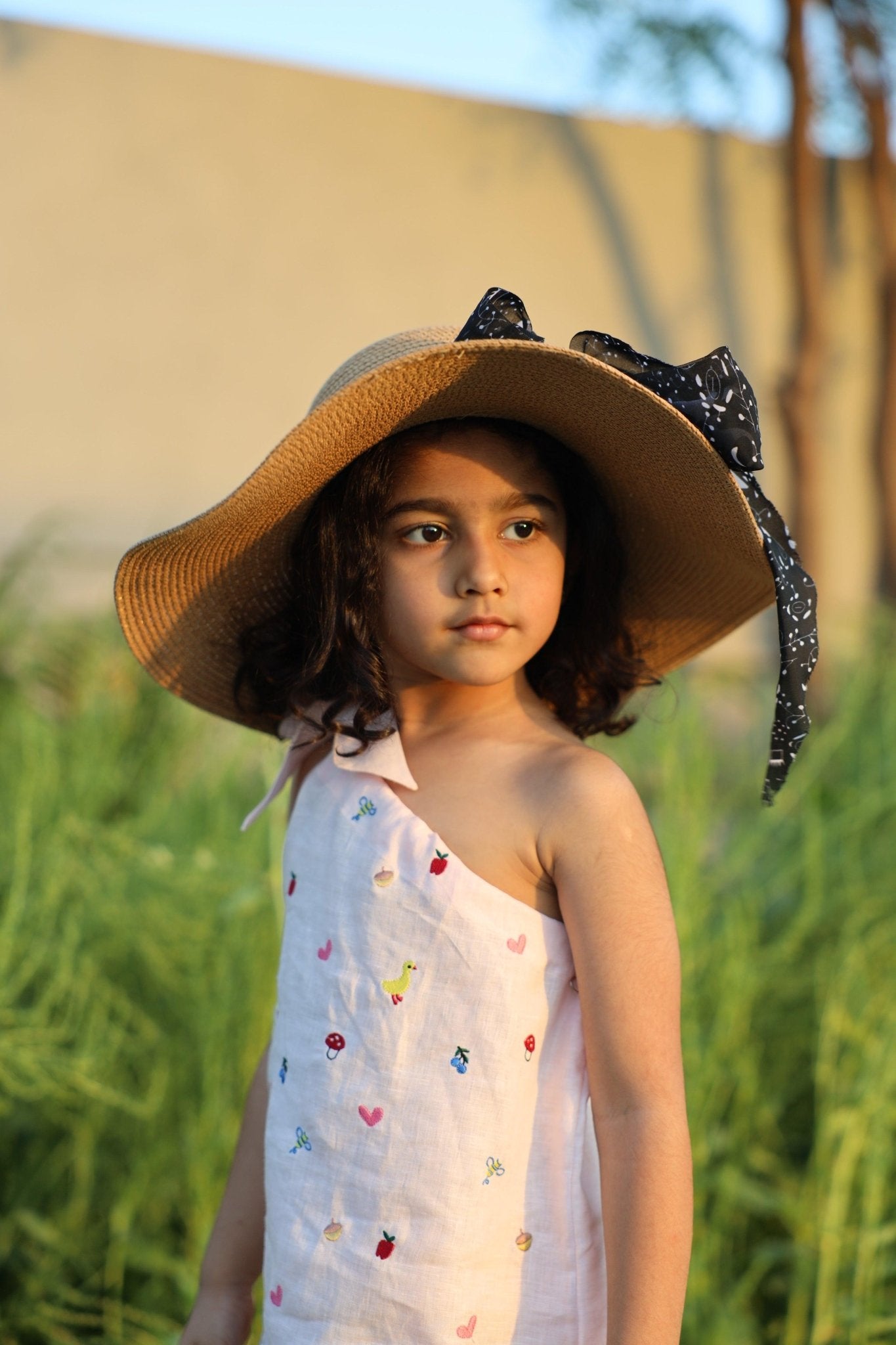 Little Bloom Embroidered Pure Linen Dress - Funny Bones Clothings
