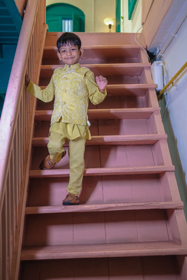 Lumin Weave Pure Cotton Koti Kurta Pajama Set - Funny Bones Clothings