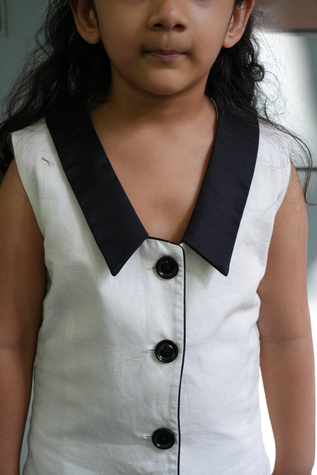 Luxe Ivory Edge Cotton Linen Blazer Dress - Funny Bones Clothings