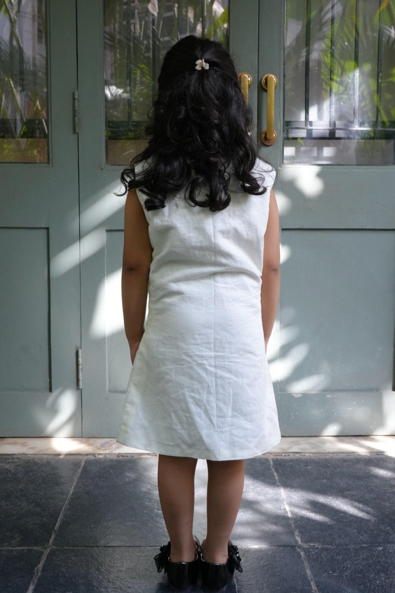 Luxe Ivory Edge Cotton Linen Blazer Dress - Funny Bones Clothings
