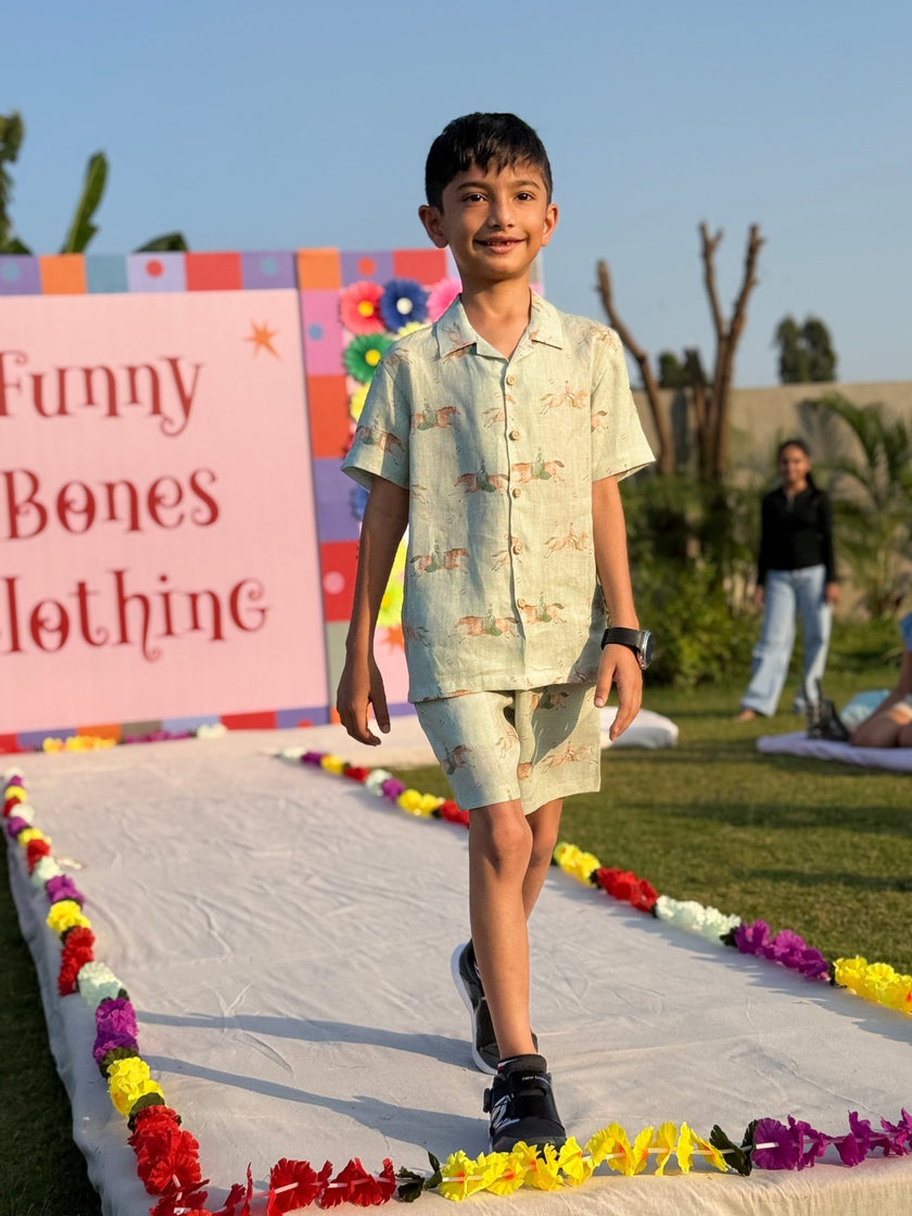 Mare & Stallion Print Premium Linen Coord Set - Funny Bones Clothings