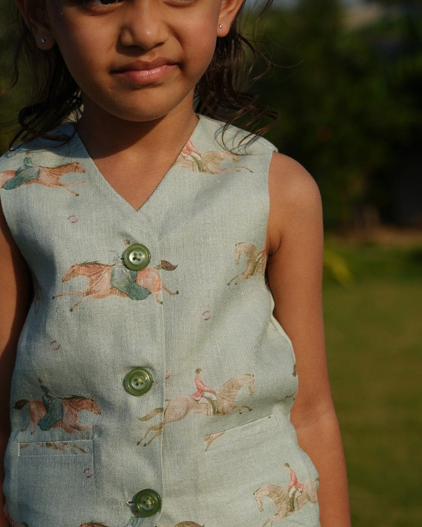 Mare & Stallion Print Premium Linen Coord Set - Funny Bones Clothings